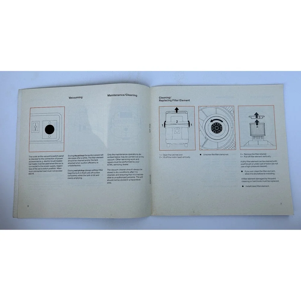 Stihl SE 100 Vacuum Cleaner Sweeper Shop Vac Instruction Owner's Operator Manual